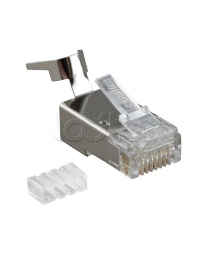 Разъем RJ-45(8P8C) под витую пару, категория 6A, экранированный, со вставкой Hyperline PLUG-8P8C-UV-C6A-SH-50 в Новороссийске Коннекторы и разъемы Pintop.ru