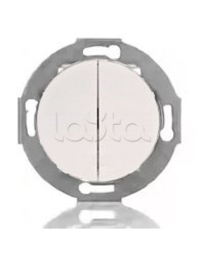 Выключатель двухклавишный Экопласт (схема 5) 10 A, 250 B (белый) Vintage в Новороссийске Розетки компьютерные и телефонные Pintop.ru