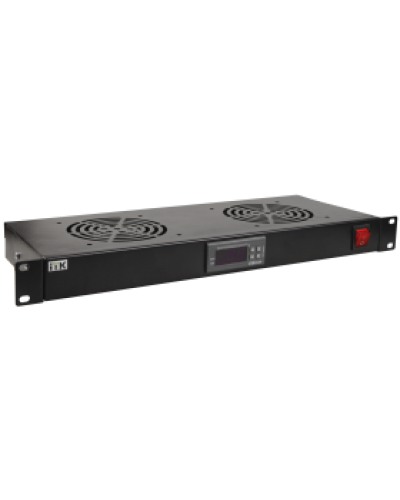 ITK Модуль вентил. 1U с цифр. термостатом 2 вент. черный (FM05-1U2TS-R) в Новороссийске Вентиляторные модули Pintop.ru