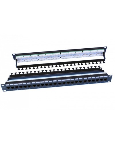 Патч-панель 19, 1U, 24 порта RJ-45, категория 6, Dual IDC, цвет черный Hyperline PP3-19-24-8P8C-C6-110D в Новороссийске Патч панель Pintop.ru