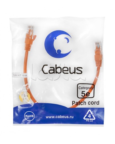 Патч-корд медный U/UTP кат.5е (0,3м) LSZH (оранжевый) Cabeus (PC-UTP-RJ45-Cat.5e-0.3m-OR-LSZH) в Новороссийске Патчкорды (медные) Pintop.ru