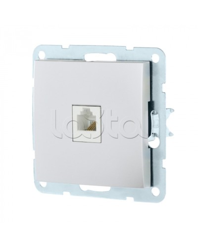 Розетка телефонная RJ-12 с накладкой (серебристый металлик) LK60 Экопласт (865503-1) в Новороссийске Розетки компьютерные и телефонные Pintop.ru