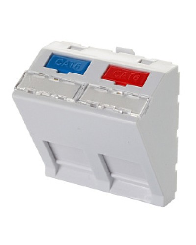 Адаптер 45 × 45 мм для 2 модулей Keystone, наклонный, белый Eurolan (16B-45-04WT) в Новороссийске Модули Keystone Pintop.ru