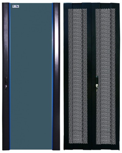 Комплект дверей 42U, 600 мм, черный, передняя - стекло, задняя - распашная перфорированна TWT TWT-CBB-DR42-6x-S-GP в Новороссийске Аксессуары для стоек и шкафов Pintop.ru