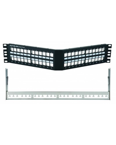 Коммутационная угловая панель 19” наборная, FTP, 2U, 48 портов, черный Eurolan (27A-00-48BL) в Новороссийске Патч-панели Pintop.ru