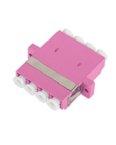 Адаптер NIKOMAX волоконно-оптический, соединительный, многомодовый, стандарта OM4, LC/UPC-LC/UPC, квадро, пластиковый, без шторки, с фланцами, маджента, уп-ка 2шт. в Новороссийске Проходные адаптеры и розетки оптические Pintop.ru