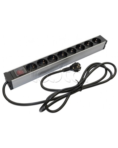 Блок розеток для 19 шкафов, горизонтальный Hyperline (SHZ19-8SH-S-2.5EU) в Новороссийске Блоки розеток Pintop.ru