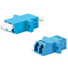 Адаптер оптический проходной LC/UPC-LC/UPC, SM, duplex, корпус пластиковый, синий, белые колпачки LC/UPC-LC/UPC Hyperline FA-P11Z-DLC/DLC-N/WH-BL