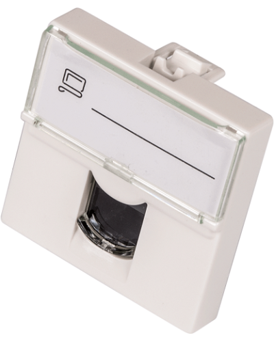 Вставка Mosaic 45x45, RJ-45 UTP, кат.6, со шторкой и увеличенным окном маркировки, белая LANMASTER LAN-SIP-23U6-WH в Новороссийске Аксессуары для кабель-канала Pintop.ru