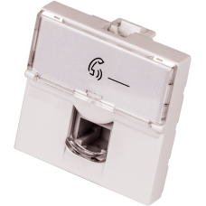 Вставка Mosaic 45x45, RJ-11, со шторкой и увеличенным окном маркировки LANMASTER LAN-SIP-23TEL-WH