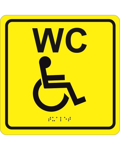 Табличка тактильная Hostcall MP-010Y3Туалет для инвалидов (200x200мм) желтый в Новороссийске Система оповещения и трансляции Hostcall Pintop.ru