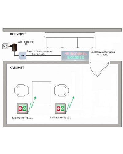 Радиокомплект светового и звукового вызова Hostcall MP-911W2 в Новороссийске Система оповещения и трансляции Hostcall Pintop.ru