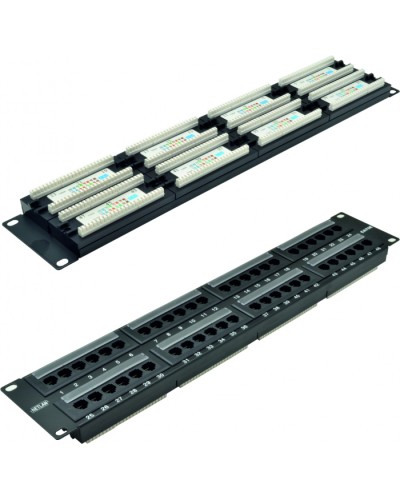 Панель коммутационная 19, 2U, 48 портов,Кат.5e NETLAN EC-URP-48-UD2 в Новороссийске Патч панель Pintop.ru