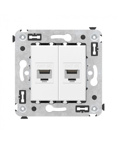 Компьютерная розетка RJ-45 без шторки в стену, кат.5е двойная, Avanti, Белое облако DKC 4400664 в Новороссийске Розетки компьютерные и телефонные Pintop.ru