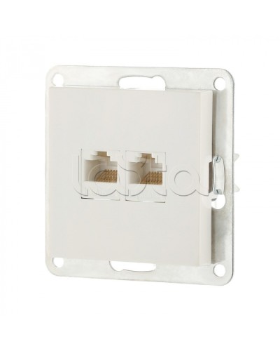 Розетка компьютерная двойная 2хRJ-45 кат.5е с накладкой (белый) LK80 Экопласт (846204-1) в Новороссийске Розетки компьютерные и телефонные Pintop.ru
