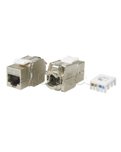 Вставка Keystone Jack RJ-45(8P8C) Hyperline KJ8-8P8C-C5e-180-TLS-SH-F-WH в Новороссийске Модули Keystone Pintop.ru