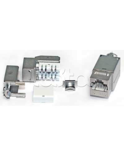 Вставка Keystone Jack RJ-45(8P8C), категория 6A, экранированная, 110 IDC, заделка с помощью NE-TOOL, белая Hyperline KJNE-8P8C-C6A-90-SH-F-WH в Новороссийске Модули Keystone Pintop.ru