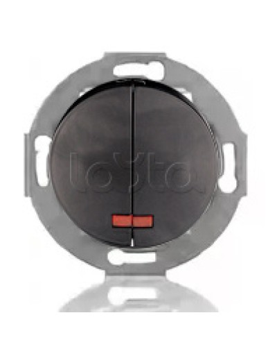 Выключатель двухклавишный Экопласт (схема 5L) с индикатором 10 A, 250 B (черный ) Vintage в Новороссийске Розетки компьютерные и телефонные Pintop.ru