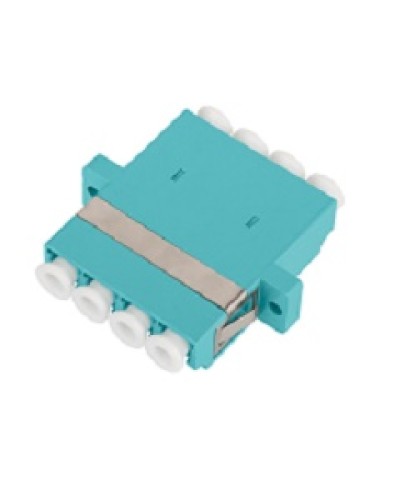 Адаптер NIKOMAX волоконно-оптический, соединительный, многомодовый, стандарта OM3, LC/UPC-LC/UPC, квадро, пластиковый, без шторки, с фланцами, аква, уп-ка 2шт. в Новороссийске Проходные адаптеры и розетки оптические Pintop.ru