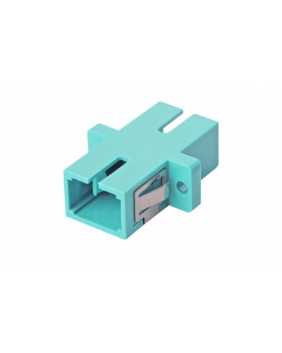 Оптический адаптер OM3, симплекс SC, с фланцами, бирюзовый Eurolan (36A-30-SC-02AQ) в Новороссийске Проходные адаптеры и розетки оптические Pintop.ru
