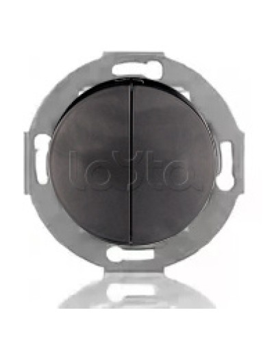 Выключатель двухклавишный Экопласт (схема 5) 10 A, 250 B (черный ) Vintage в Новороссийске Розетки компьютерные и телефонные Pintop.ru