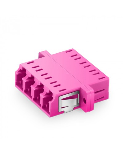 Оптический адаптер OM4, квадро LC, с фланцами, пурпурный Eurolan (36A-40-4L-02MG) в Новороссийске Проходные адаптеры и розетки оптические Pintop.ru