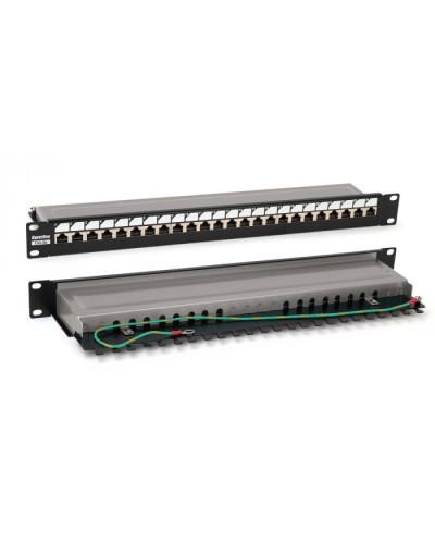 Патч-панель 19, 1U, 24 порта RJ-45 полн. экран., категория 6, Dual IDC, цвет черный Hyperline PP3-19-24-8P8C-C6-SH-110D в Новороссийске Патч панель Pintop.ru