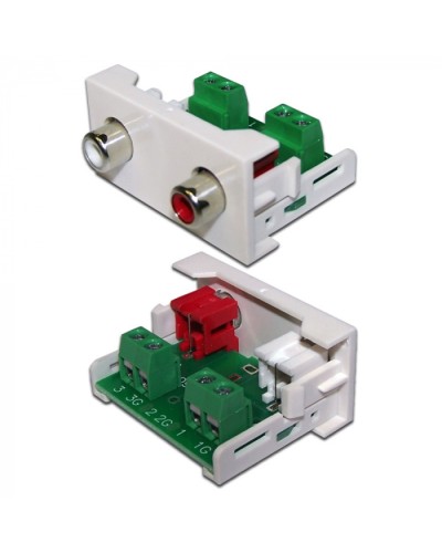 Вставка Mosaic 22.5x45 2xRCA Stereo Audio, белая LANMASTER (LAN-WA-LP-2RCA-WH) в Новороссийске Коннекторы и разъемы Pintop.ru