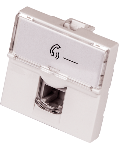 Вставка Mosaic 45x45, RJ-11, со шторкой и увеличенным окном маркировки LANMASTER LAN-SIP-23TEL-WH в Новороссийске Аксессуары для кабель-канала Pintop.ru