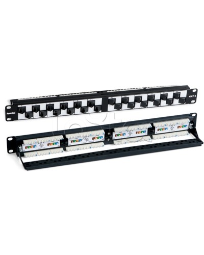 Патч-панель 19, 1U, с угловыми портами, 24 порта RJ-45, категория 6 Hyperline PP2A-19-24S-8P8C-C6-110 в Новороссийске Патч панель Pintop.ru