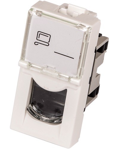 Вставка Mosaic 22.5x45, RJ-45 UTP, белая LANMASTER (LAN-SIP-22U5E-WH) в Новороссийске Коннекторы и разъемы Pintop.ru