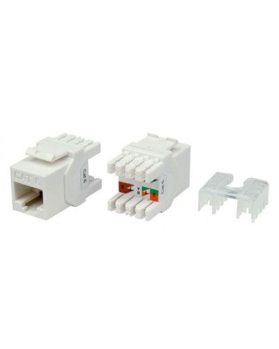 Вставка Keystone Jack RJ-45(8P8C) Hyperline KJ8-8P8C-C6-180-WH в Новороссийске Модули Keystone Pintop.ru