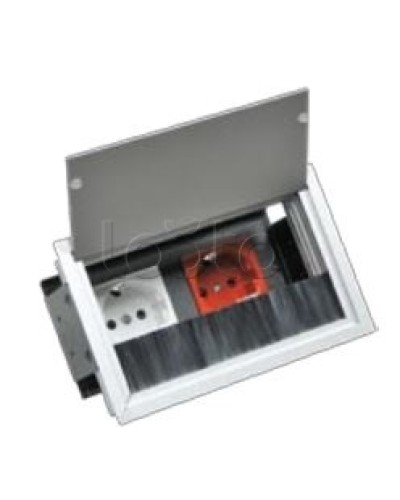 Люк настольный встраиваемый на 2 модуля (45х45мм) с крышкой, алюминий IP20 Экопласт 70042 в Новороссийске Системы лючков и колонн Pintop.ru