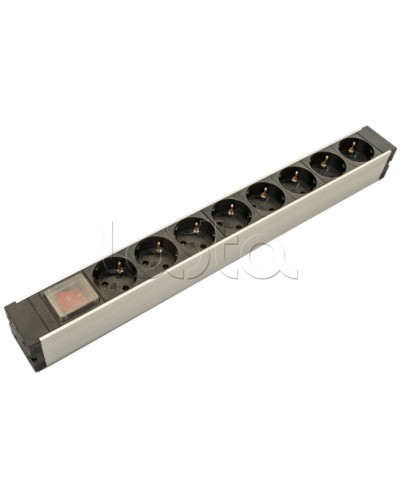 Блок розеток для 19 шкафов, горизонтальный Hyperline (SHZ19-8SH-S-IEC) в Новороссийске Блоки розеток Pintop.ru