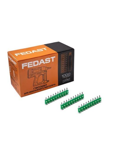 Гвозди 3.0*25 мм усиленные для монтажного пистолета (1000 шт/уп) FEDAST fd3025eg в Новороссийске Крепеж: Дюбели, шурупы, саморезы Pintop.ru