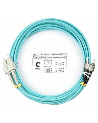 Шнур оптический duplex SC-FC 50/125 mm OM3 15м LSZH Cabeus FOP-50-SC-FC-15m в Новороссийске Патч-корды и пигтейлы Pintop.ru