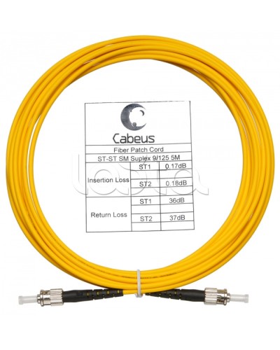 Шнур оптический simplex ST-ST 9/125 sm 5м LSZH Cabeus FOP(s)-9-ST-ST-5m в Новороссийске Патч-корды оптические Pintop.ru