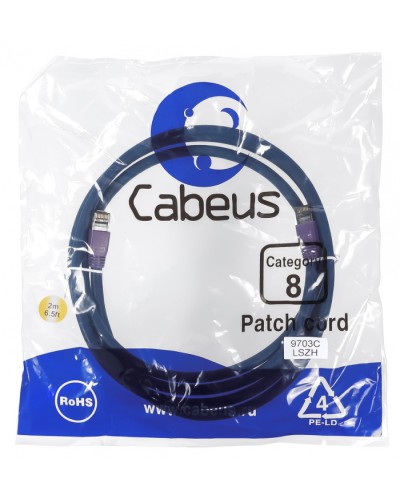 Патч-корд S/FTP Cabeus PC-SSTP-RJ45-Cat.8-2m-LSZH в Новороссийске Патчкорды (медные) Pintop.ru