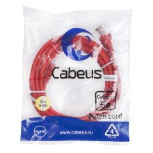 Патч-корд медный U/UTP кат.5е (3м) LSZH (красный) Cabeus (PC-UTP-RJ45-Cat.5e-3m-RD-LSZH)