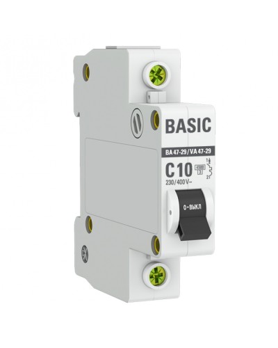 Автоматический выключатель 1P 10А (C) 4,5кА ВА 47-29 EKF Basic (mcb4729-1-10C) в Новороссийске Электротехническое оборудование Pintop.ru