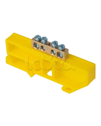 Шина 0 N (6х9мм) 4 отверстия латунь желтый изолятор на DIN-рейку EKF PROxima (sn0-63-04-dz) в Новороссийске Аксессуары для стоек и шкафов Pintop.ru