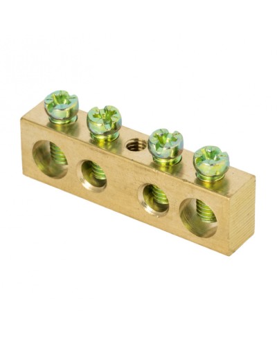 Шина PEN ноль-земля (6х9мм) 4 отверстия латунь крепеж по центру розничный стикер EKF PROxima (sn0-63-04-r) в Новороссийске Крепежные изделия Pintop.ru