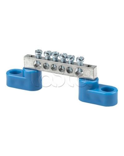 Шина 0 N (6x9мм) 6 отв. цинк 2 синих угловых изолятора EKF (sn1-63-06-2) в Новороссийске Аксессуары для стоек и шкафов Pintop.ru