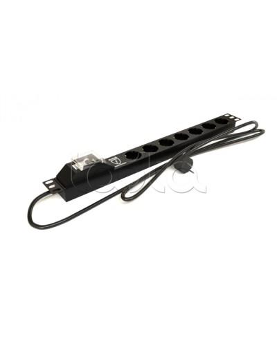 Блок розеток горизонтальный черн Hyperline (SHE19-7SH-BF-2.5EU) в Новороссийске Блоки розеток Pintop.ru