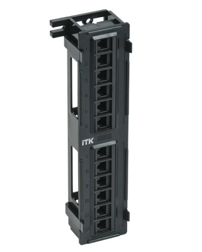 ITK Настенная патч-панель кат.5Е UTP, 12 портов (IDC Dual) (PP12-C5EU-D05) в Новороссийске Патч панель Pintop.ru