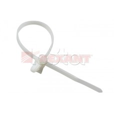 Хомут-стяжка нейлоновый, с крепежным пистоном 4.8х190 мм белый (100шт/уп) REXANT 07-0197