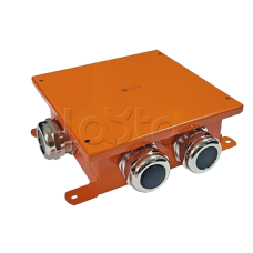 SMB120 Коробка металлическая, огн. E-110, о/п,120х120х60, 1 метал. гермоввод 14-22мм. + 3 метал. заглушки, IP66, 12P, (1,5-4 мм2), цвет оранж. Экопласт (56174E)