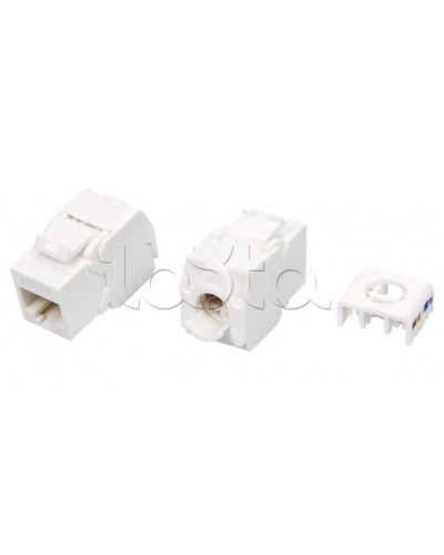 Вставка Keystone Jack RJ-45(8P8C) Hyperline KJ8-8P8C-C6-180-TLS-WH в Новороссийске Модули Keystone Pintop.ru