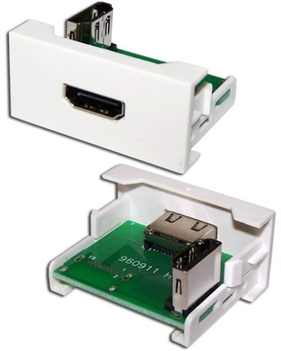 Вставка Mosaic 22.5x45 с адаптером HDMI 90 градусов, мама, белая LANMASTER (LAN-WA-LP-HD90F-WH) в Новороссийске Коннекторы и разъемы Pintop.ru