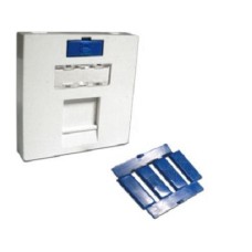 Вставка 45x45 на 1 кейстоун, угловая, со шторкой, маркировкой и иконками, белая LANMASTER LAN-SIP-23A-WH